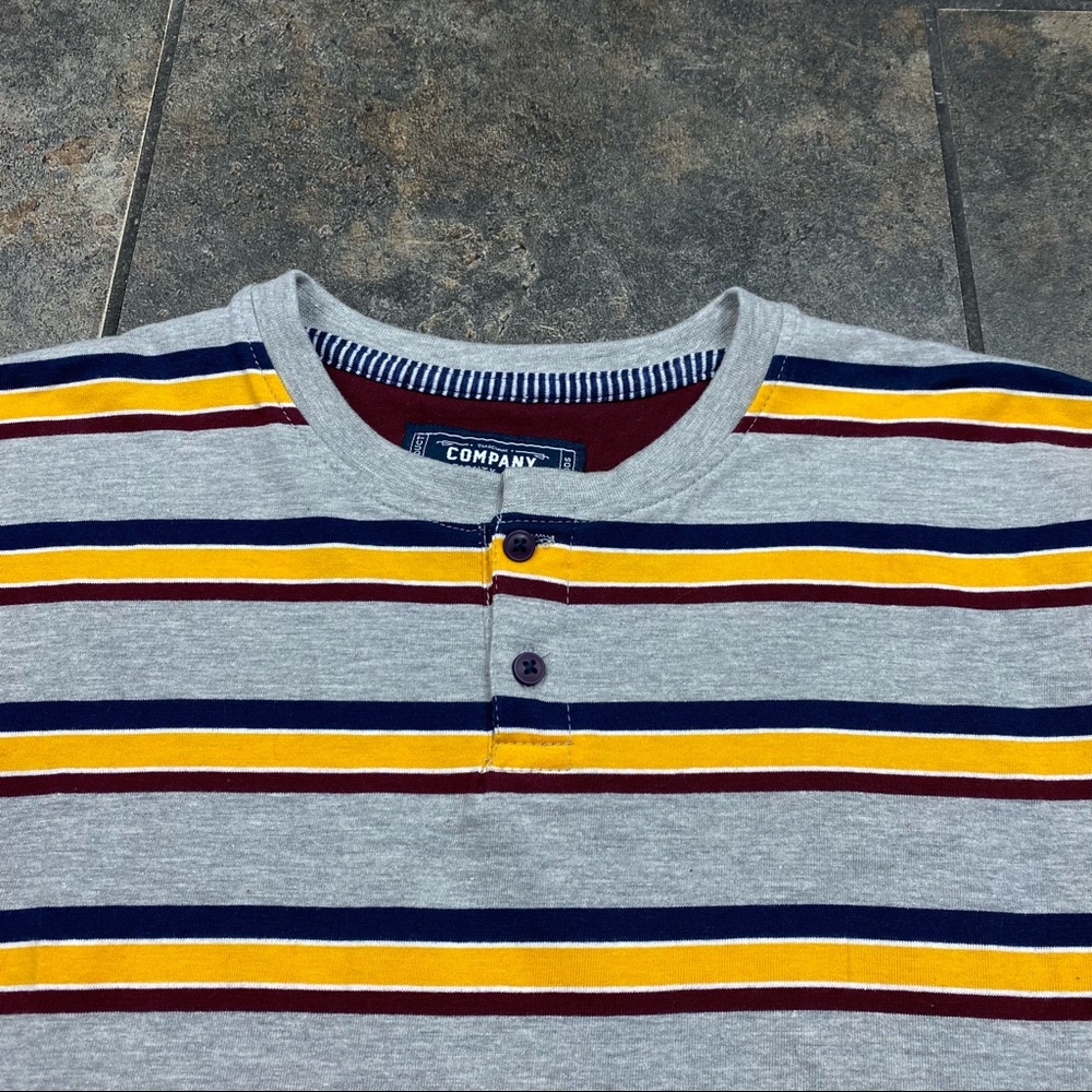 NEW! Men’s Company 81 Long Sleeve Striped Henley T-Shirt Size XL W/Tags - Picture 2 of 4